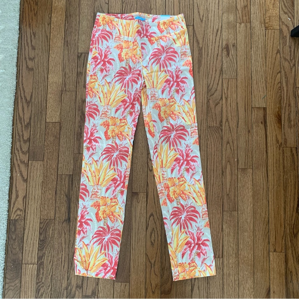 J. McLaughlin Tropical Print Pants in Pink, Yellow & White